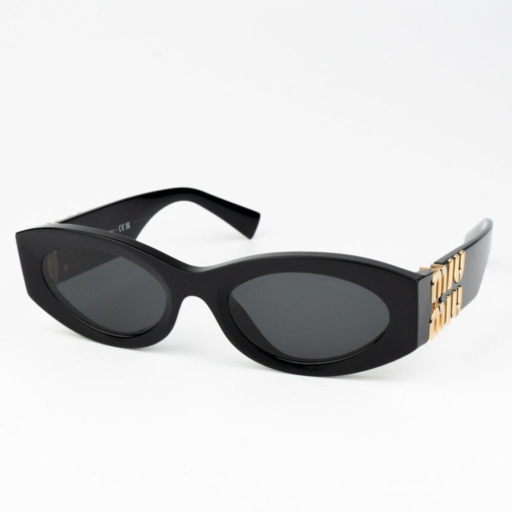 NEW Miu Miu MU11WS 1AB5S0 Black Dark Grey Oval Unisex Sunglasses